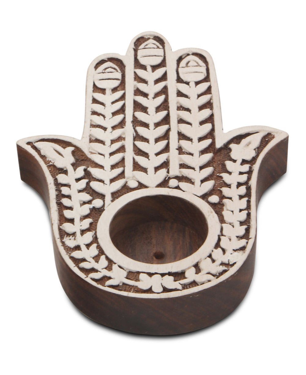 Hamsa Tea light Holder With 8 Floral Tea lights - Candle Holders