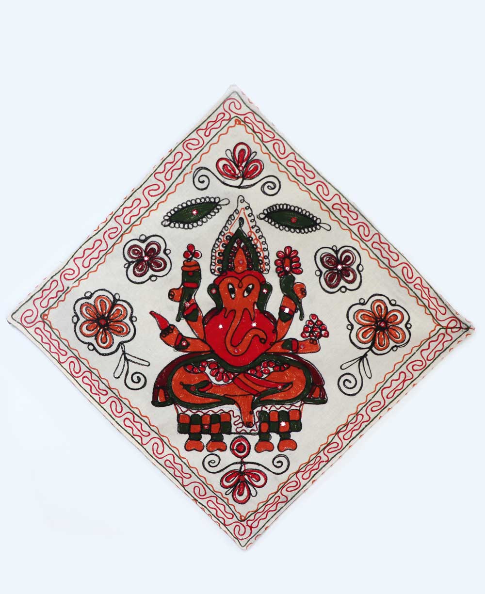 Hand Embroidered Ganesh Wall Hanging - Wall Hanging