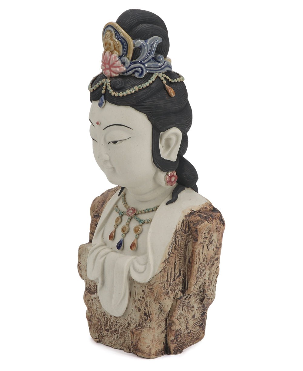 Hand-Painted Bejeweled Premium Kuan Yin Statue - Sculptures & Statues