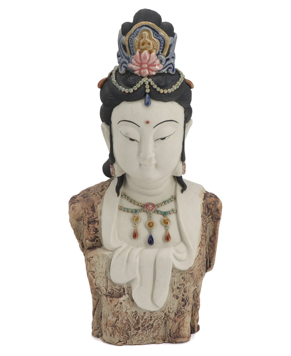 Hand-Painted Bejeweled Premium Kuan Yin Statue - Sculptures & Statues