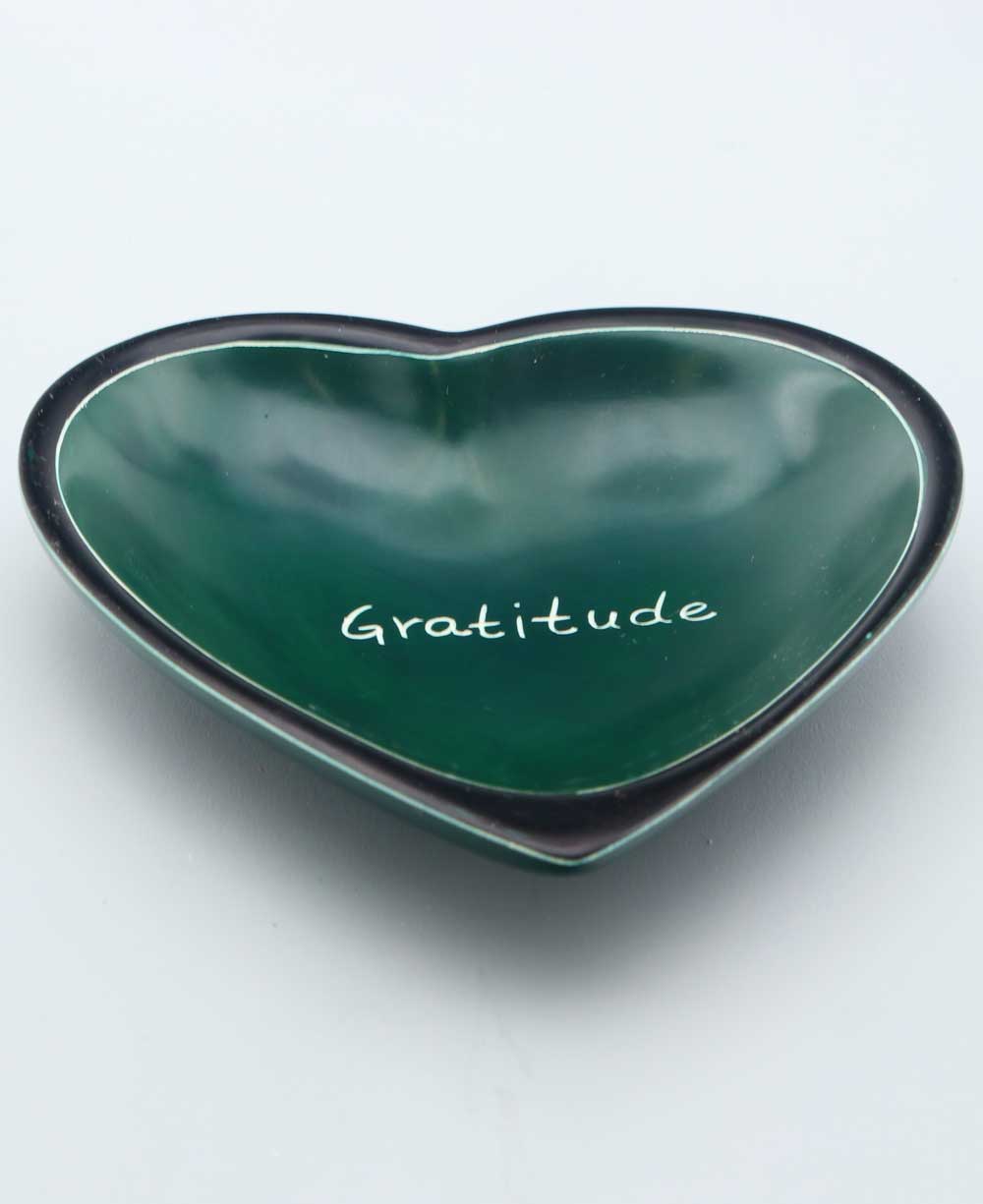 Handmade Inspirational Heart Dish, Gratitude - Jewelry Holders