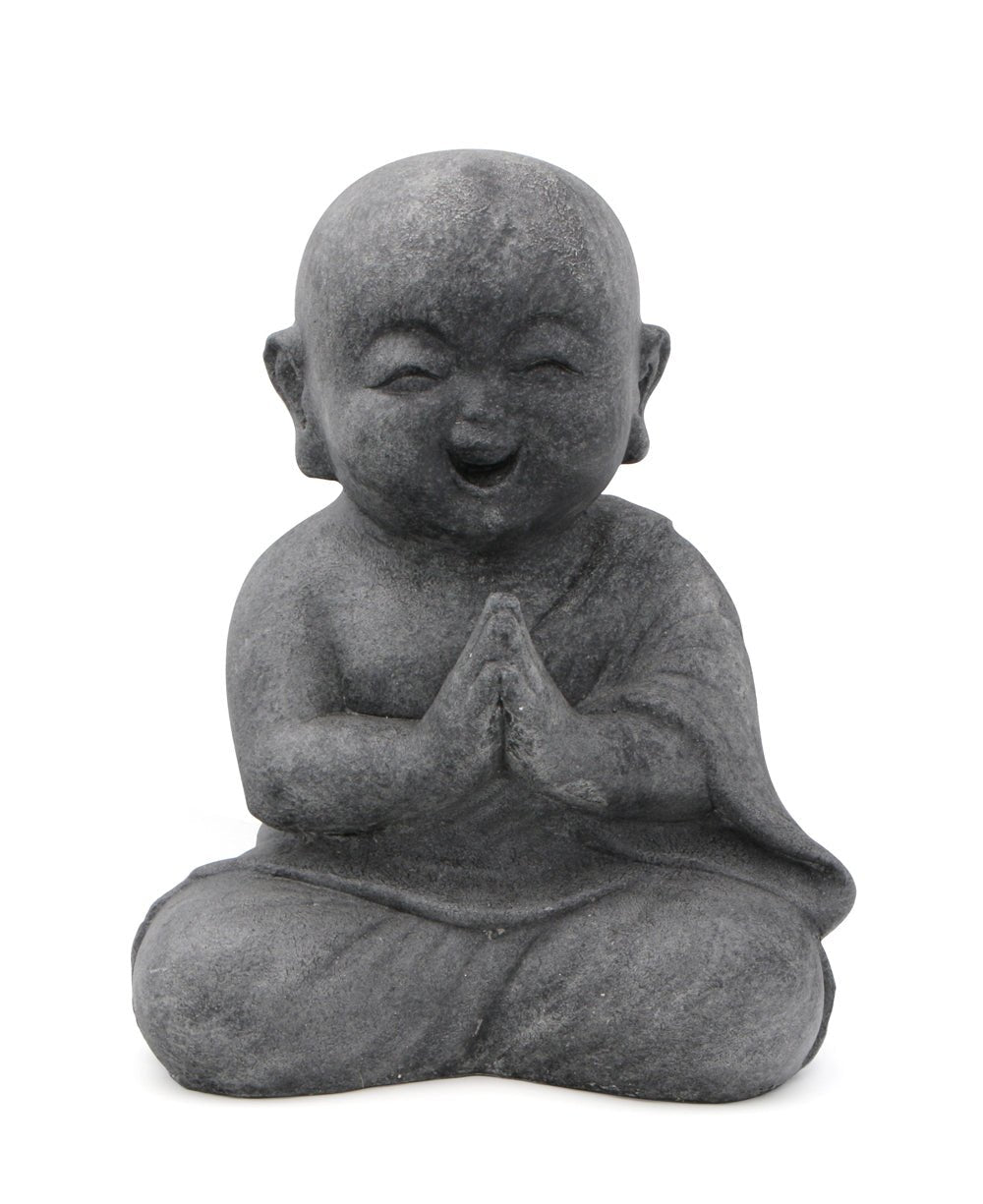 Happy Shaolin Monk Garden Statue, 16 Inches -