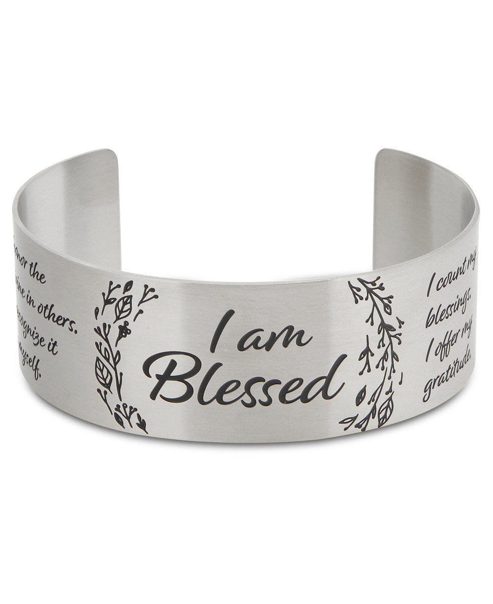 I am Blessed Affirmation Stainless Steel Adjustable Cuff Bracelet - Bracelets