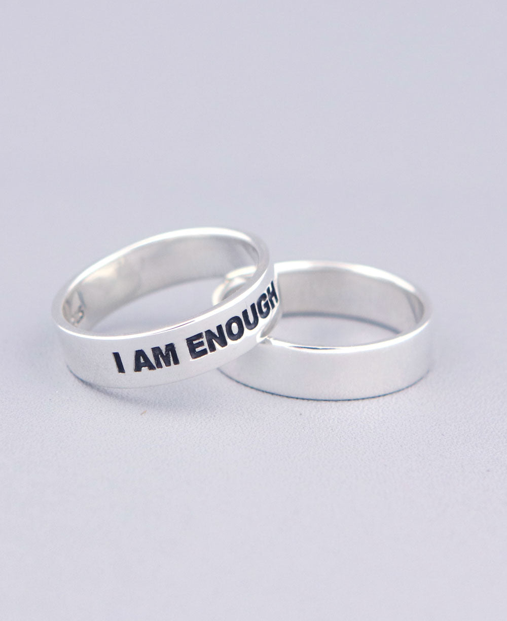 I am Enough Inspirational Sterling Simple Band Ring - Rings Size 6