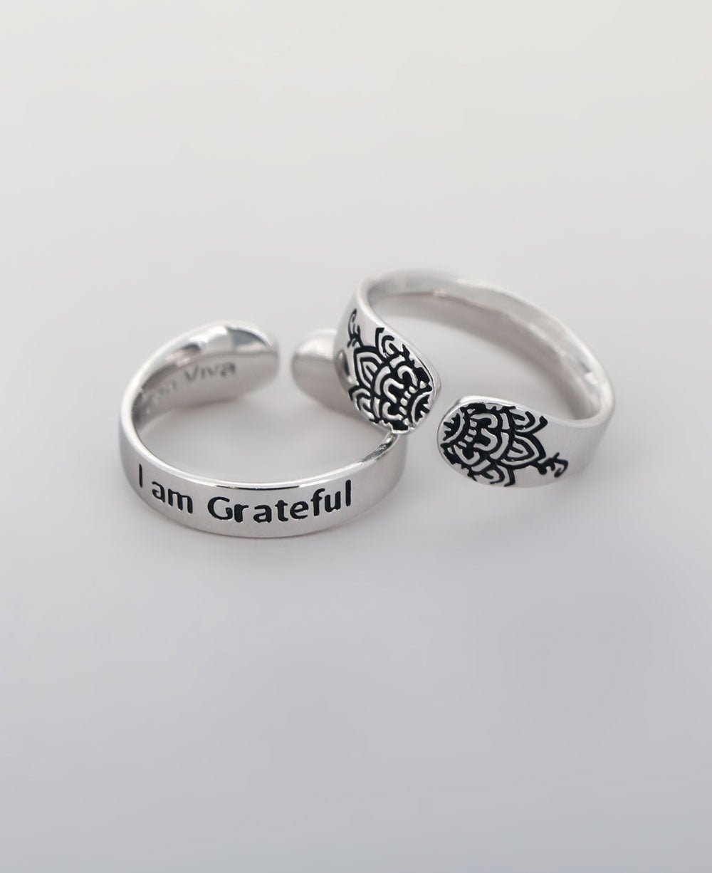 I am Grateful Affirmation Sterling Silver Adjustable Ring - Rings