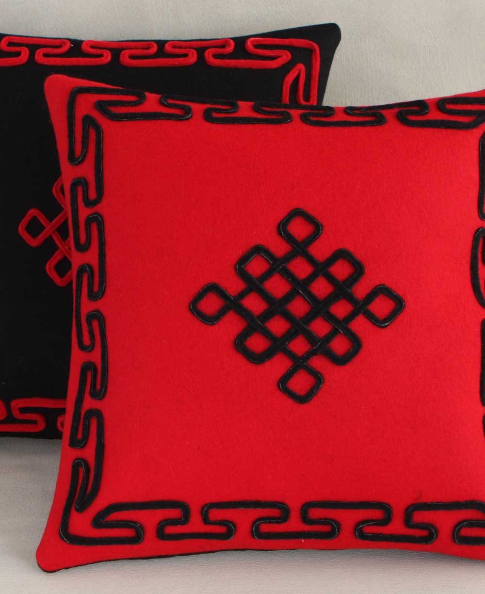 Infinite Knot Fair Trade Tibetan Pillow - Pillows Black