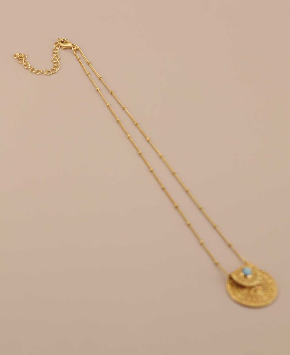 Inspirational Gold Plated Mandala Necklace with Larimar Stone - Necklaces