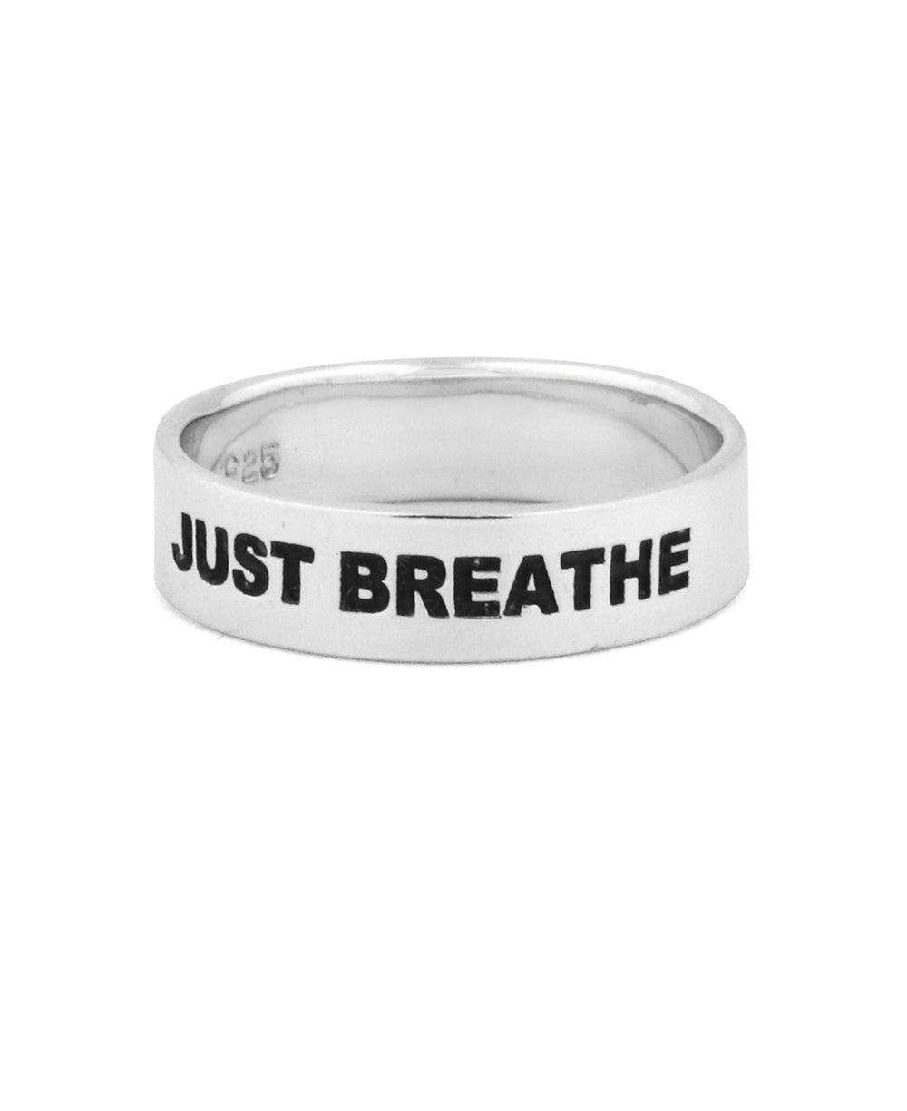 Just Breathe Inspirational Sterling Simple Band Ring - Rings Size 6