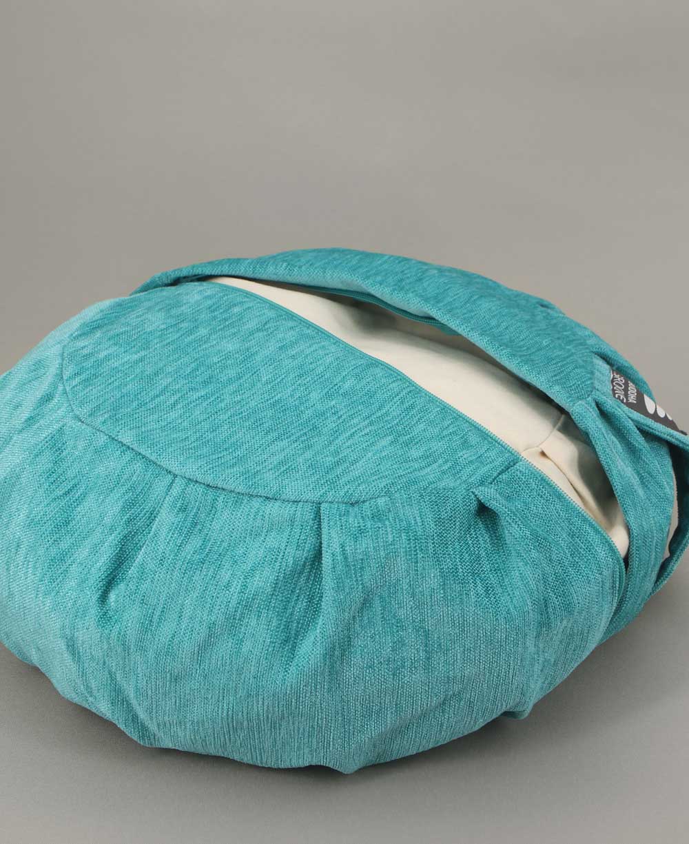 Just Breathe Turquoise Chenille Meditation Zafu Cushion, Buckwheat Insert - Massage Cushions