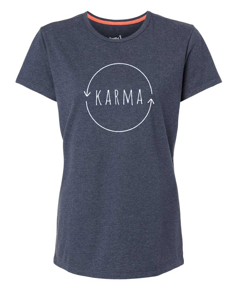 Karma Women's Heather Blue Recycled T-Shirt - Shirts & Tops S
