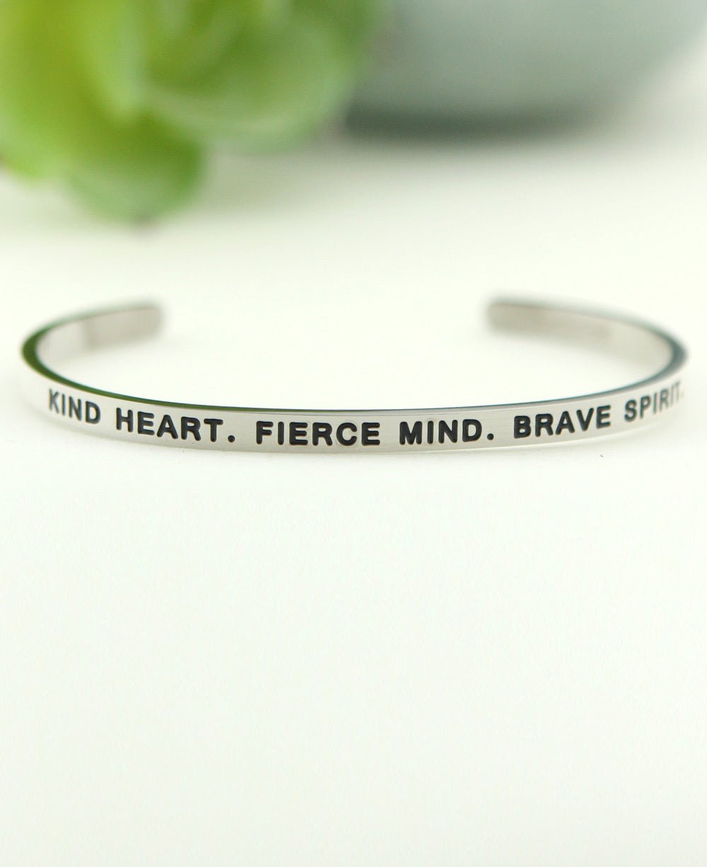 Kind Fierce Brave Cuff Bracelet, Multiple Finishes - Bracelets Silver