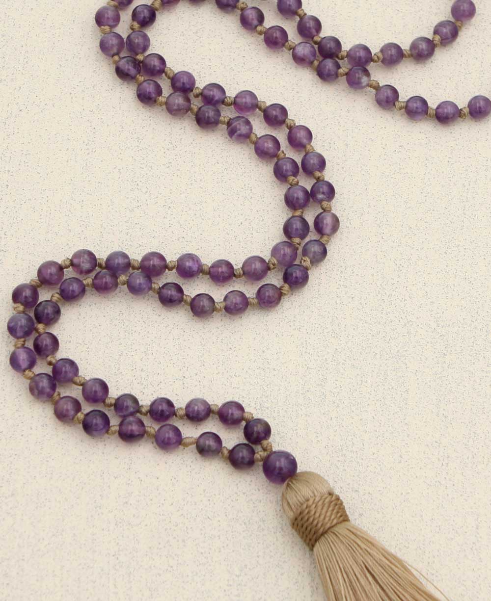 Amethyst Knotted Mala