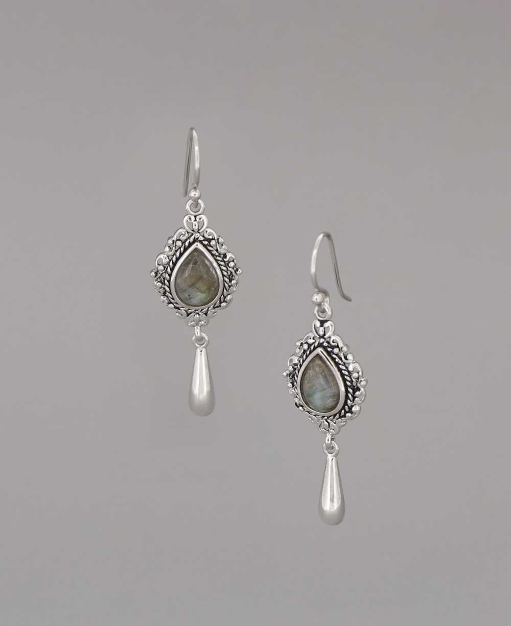 Labradorite Sterling Silver Drop Earrings - Earrings