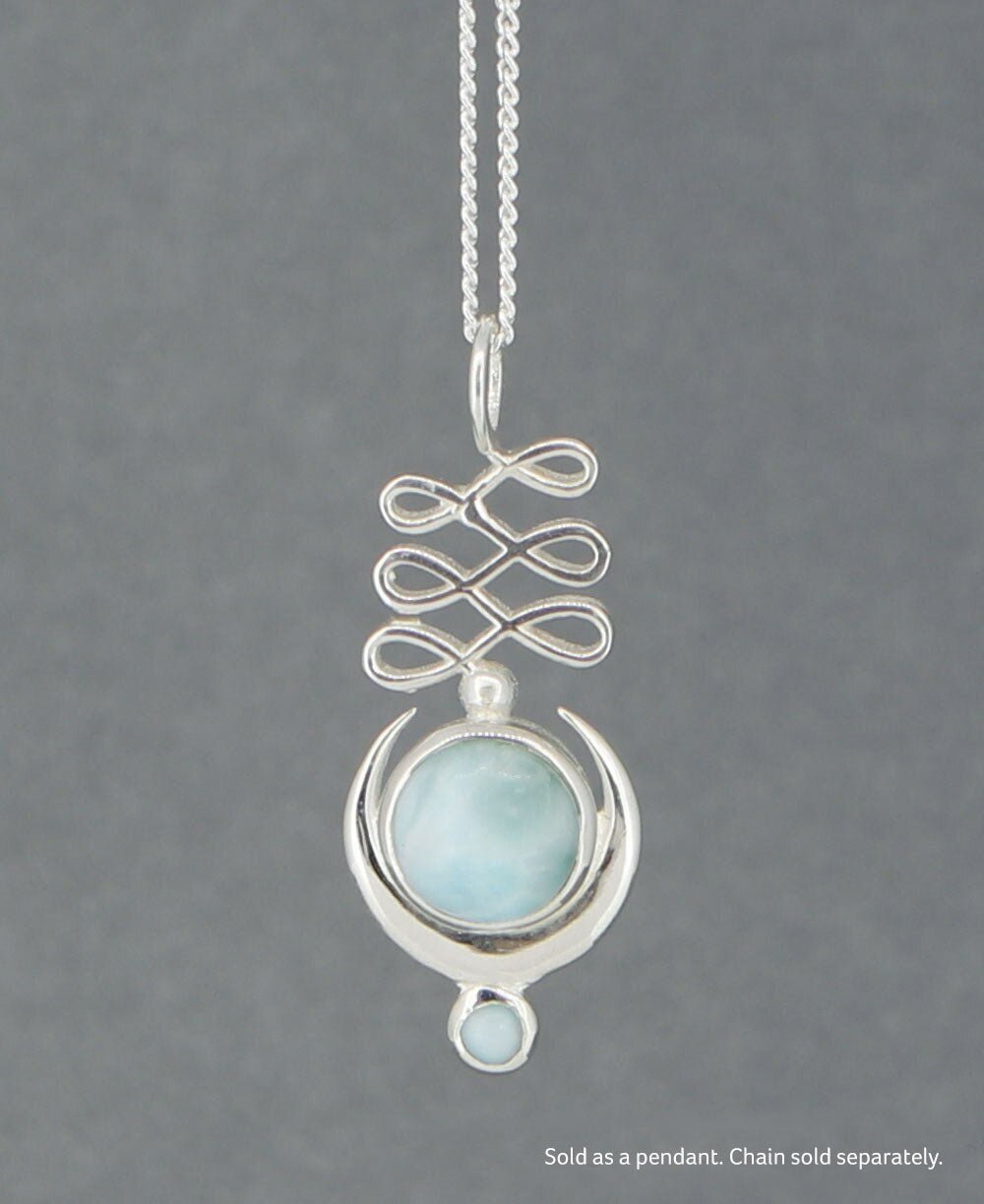 Larimar Sterling Silver Unalome Moon Pendant - Charms & Pendants