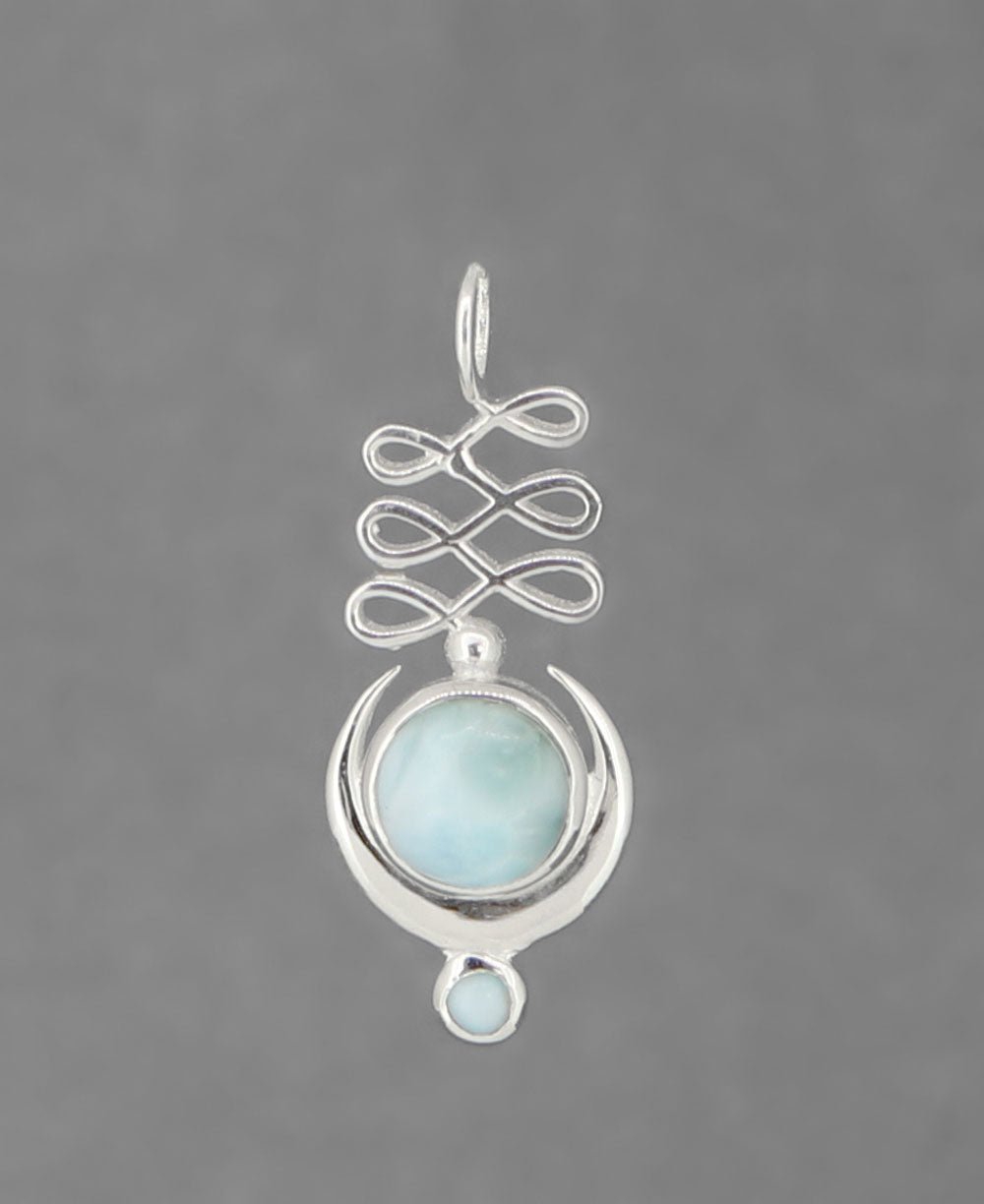Larimar Sterling Silver Unalome Moon Pendant - Charms & Pendants