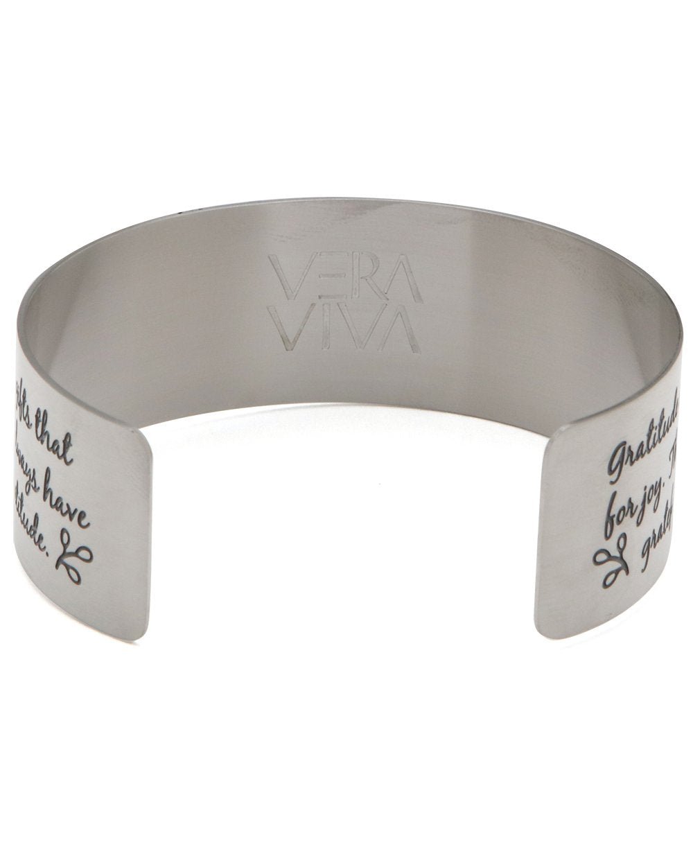 Live in Gratitude Stainless Steel Adjustable Inspirational Cuff Bracelet - Bracelets