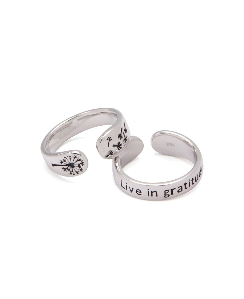 Live in Gratitude Sterling Silver Adjustable Inspirational Ring - Rings