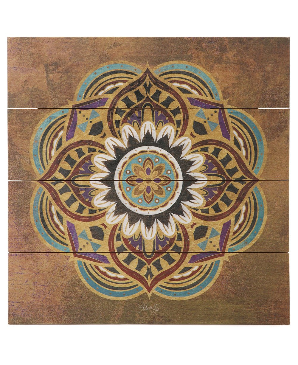 Lotus Mandala Wood Pallet Wall Hanging - Posters, Prints, & Visual Artwork 12"