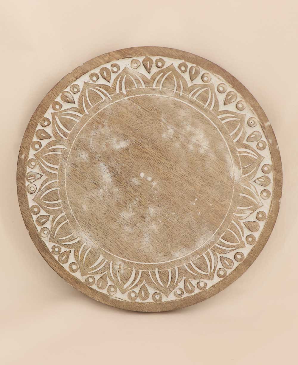 Lotus Petals Carved Wood Pedestal Riser - Computer Risers & Stands