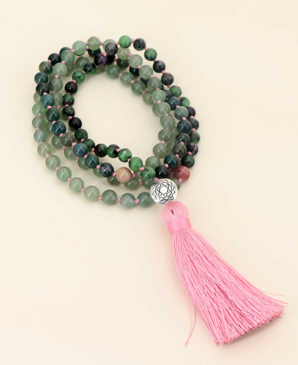 Love and Joy Heart Chakra Meditation Mala - Prayer Beads 6mm