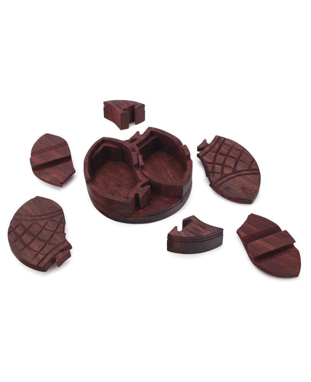 Lucky Fish Indian Rosewood Jigsaw Puzzle Box - Decor