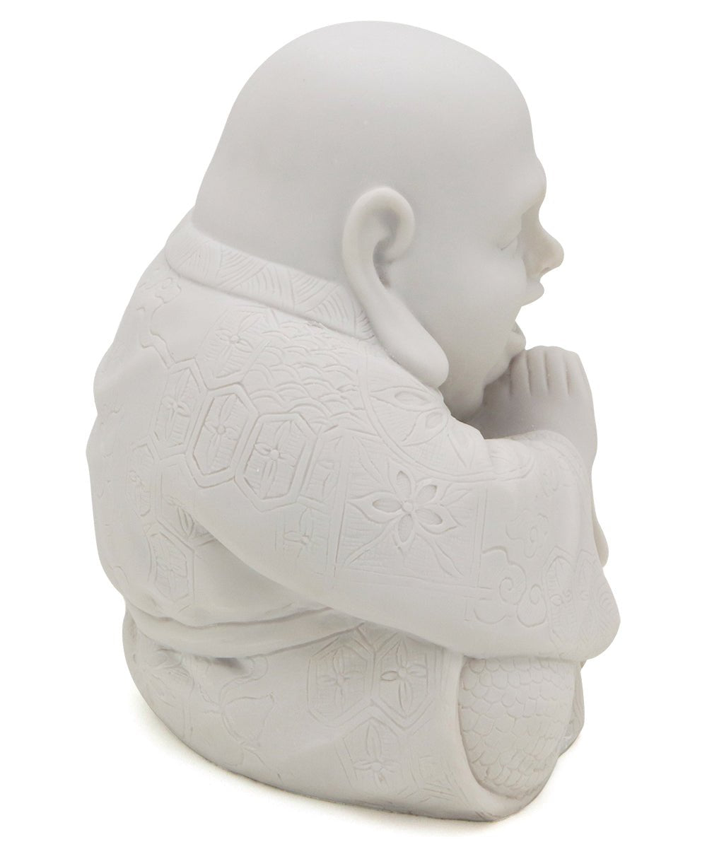 Majestic Praying Happy Buddha Statue - Sculptures & Statues White