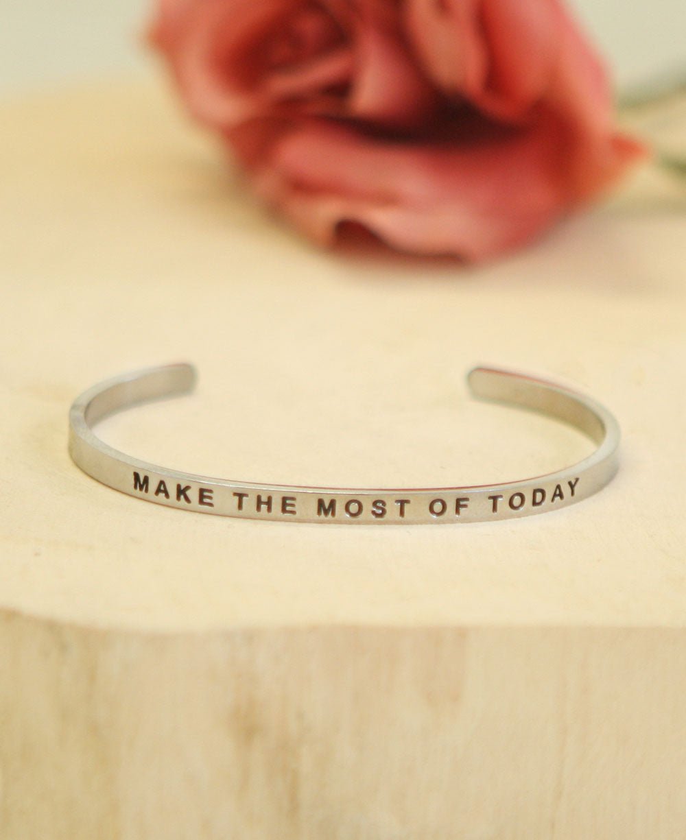 Make the Most of Today Inspirational Cuff Bracelet - Bracelets