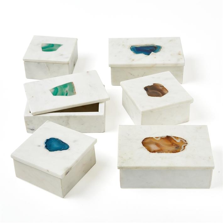 Marble and Agate Stone Mala Boxes, India - Gift Boxes & Tins Square Brown