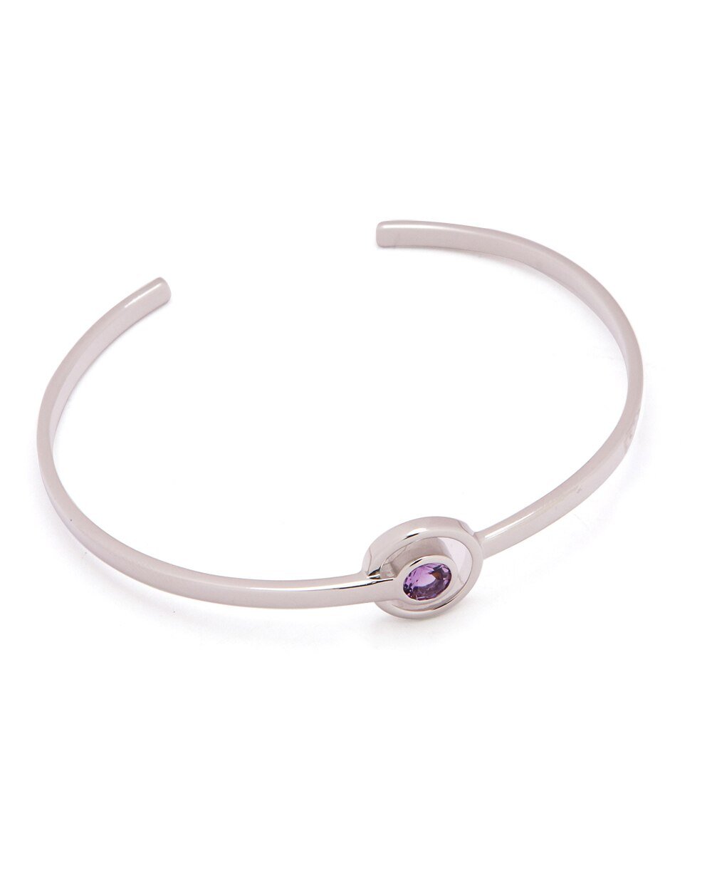 Modern Amethyst Cuff Bracelet,Sterling Silver - Bracelets