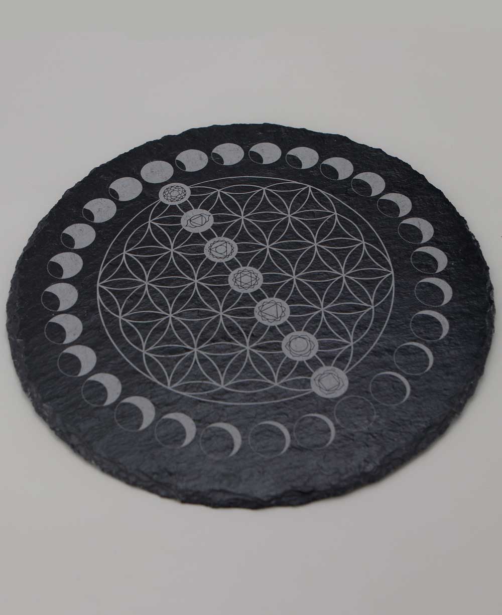 Moon Phase Flower of Life Chakra Grid - Decor