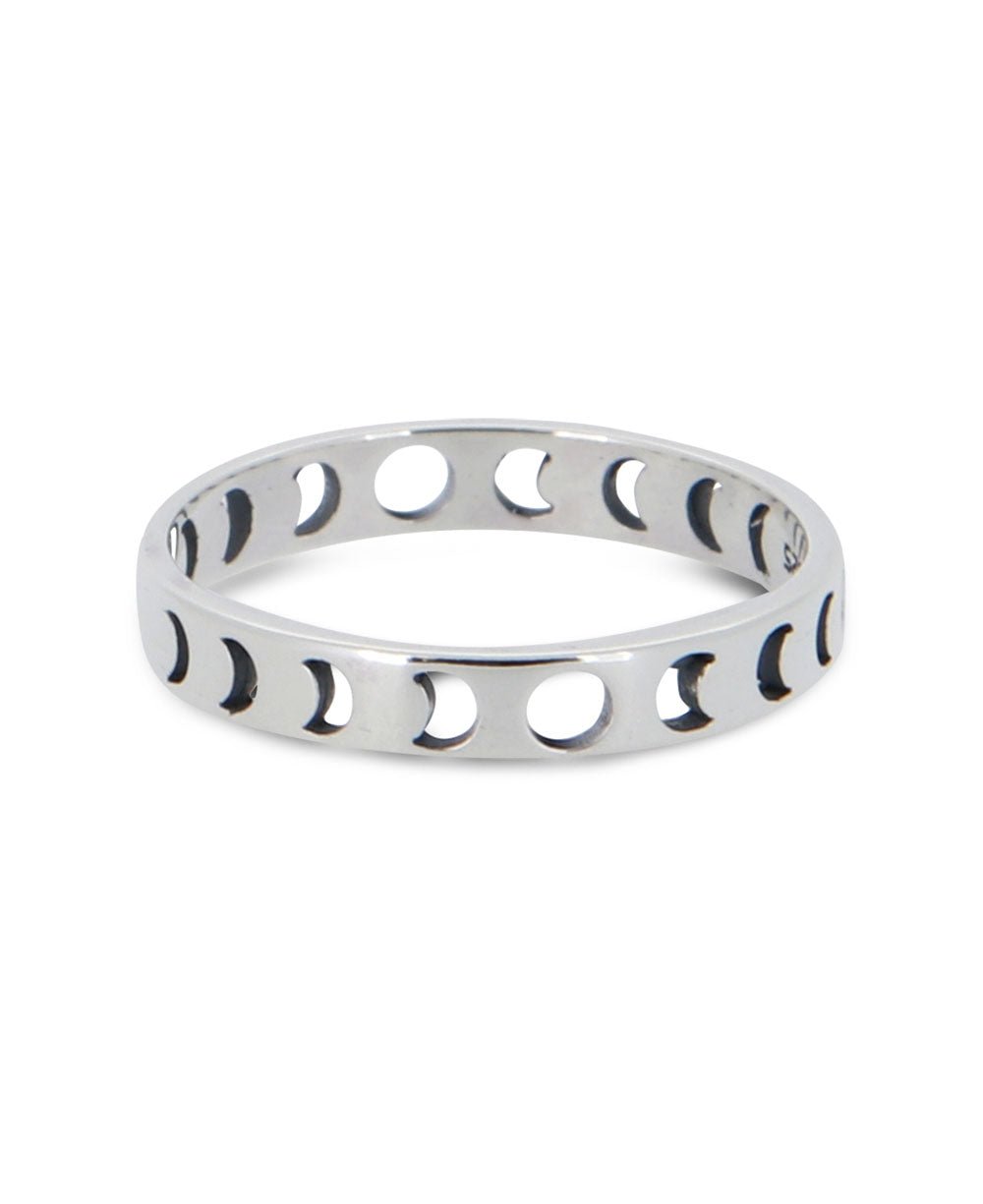 Moon Phase Sterling Silver Band Ring - Size 6