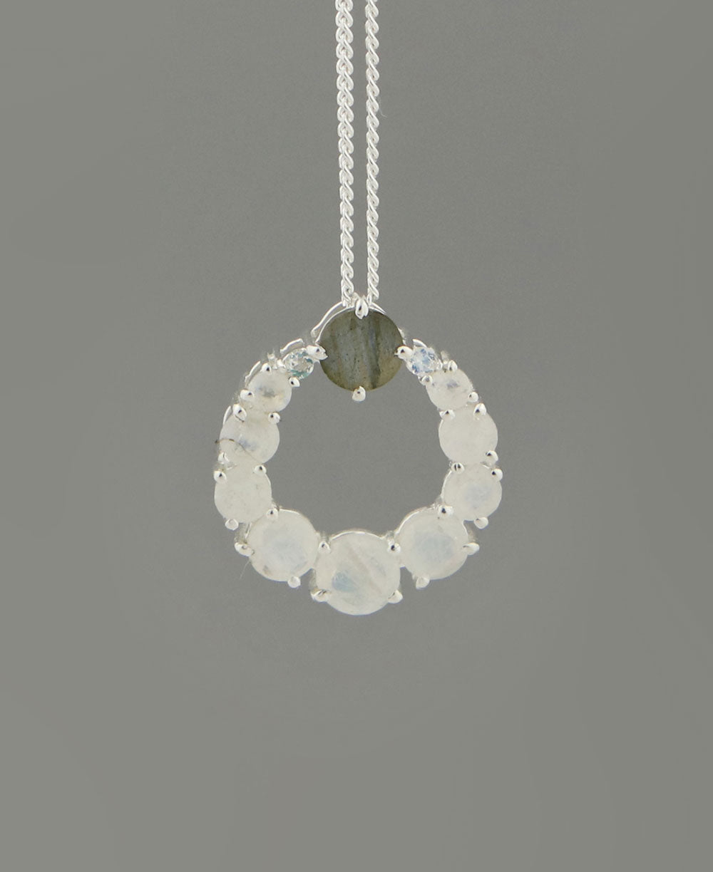Moonstone and Labradorite Energy Circle Necklace - Necklaces Moonstone