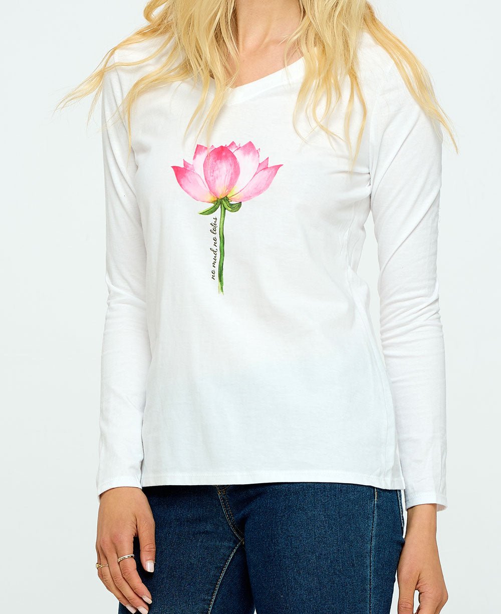 No Mud No Lotus T-Shirt in White - Shirts & Tops S