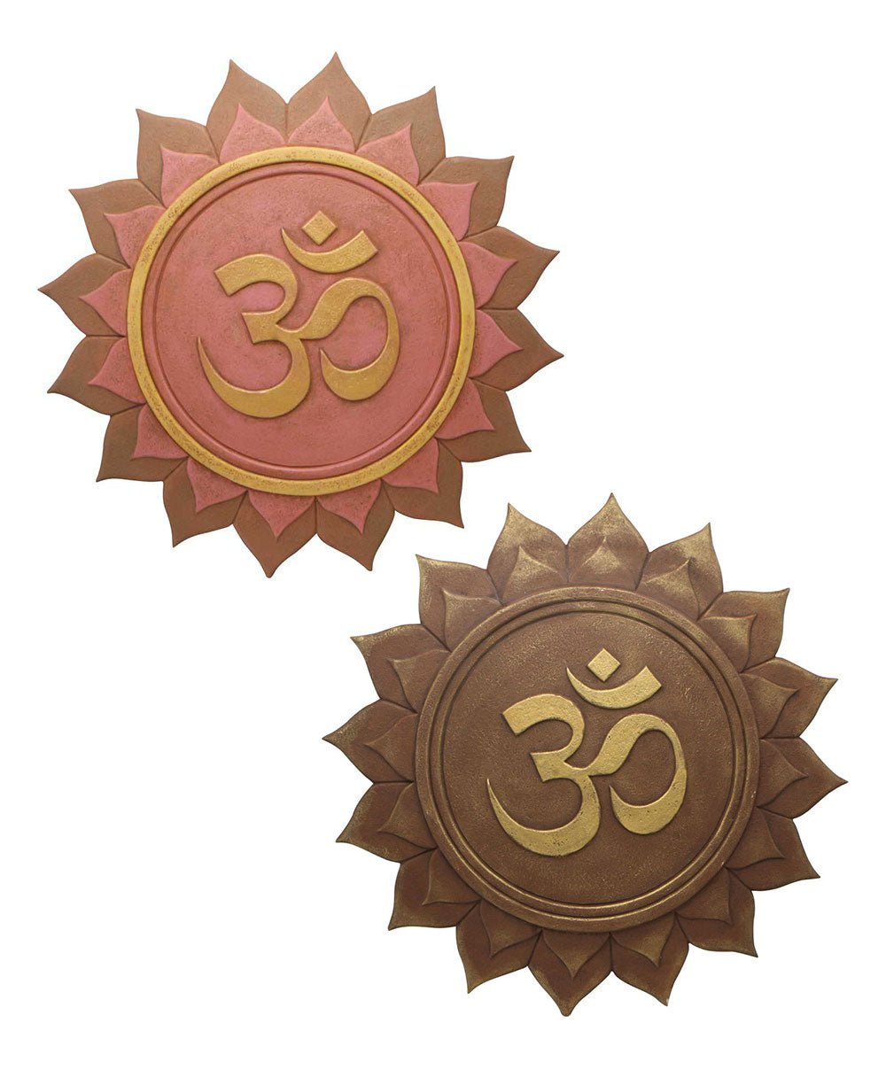 Om Lotus Artistic Wall Relief, Stone Texture - Artwork Pink