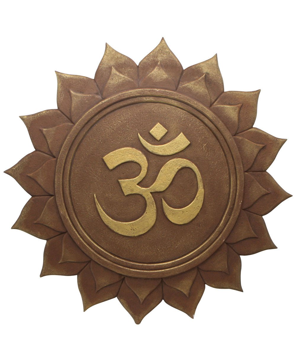 Om Lotus Artistic Wall Relief, Stone Texture - Artwork Pink