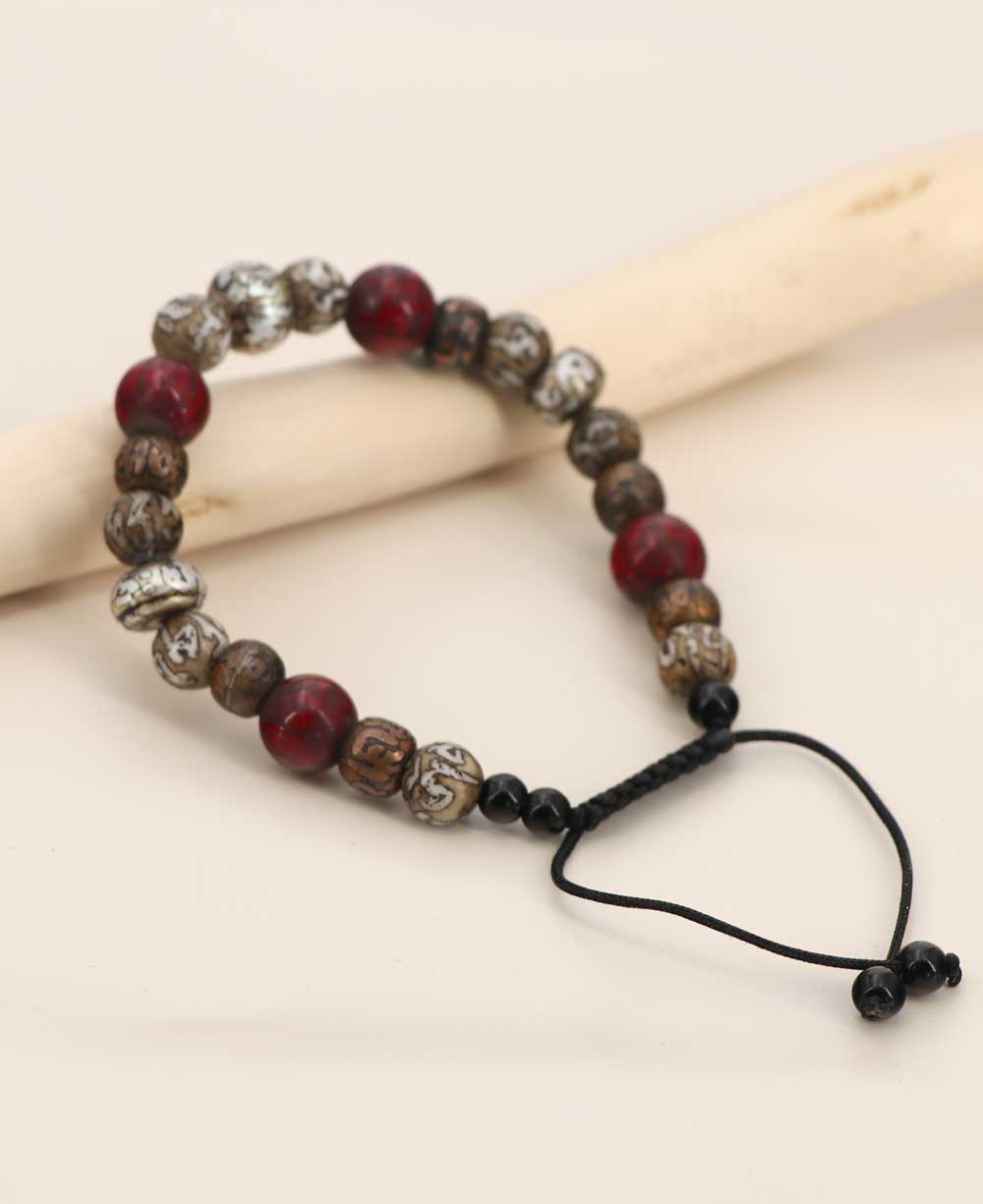Om Mani Padme Hum Adjustable Beaded Bracelet - Bracelets