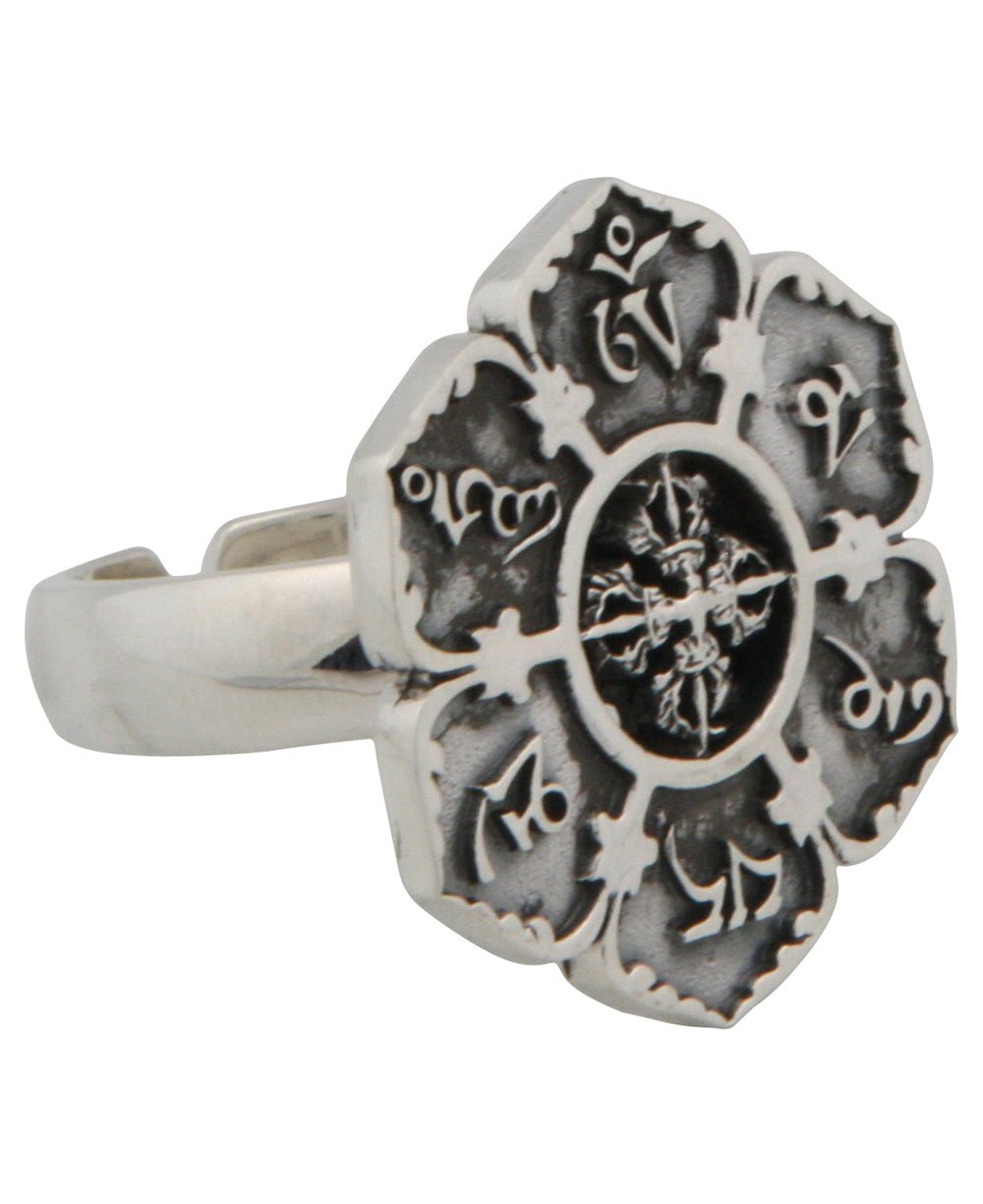Om Mani Padme Hum Mantra Ring, Sterling Silver - Rings
