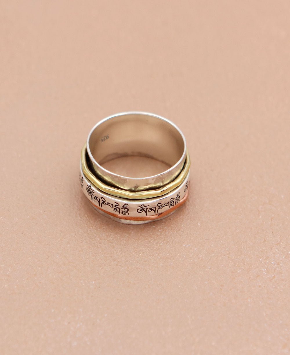 Om Mani Spinning Tibetan Mantra Ring - Rings Size 6
