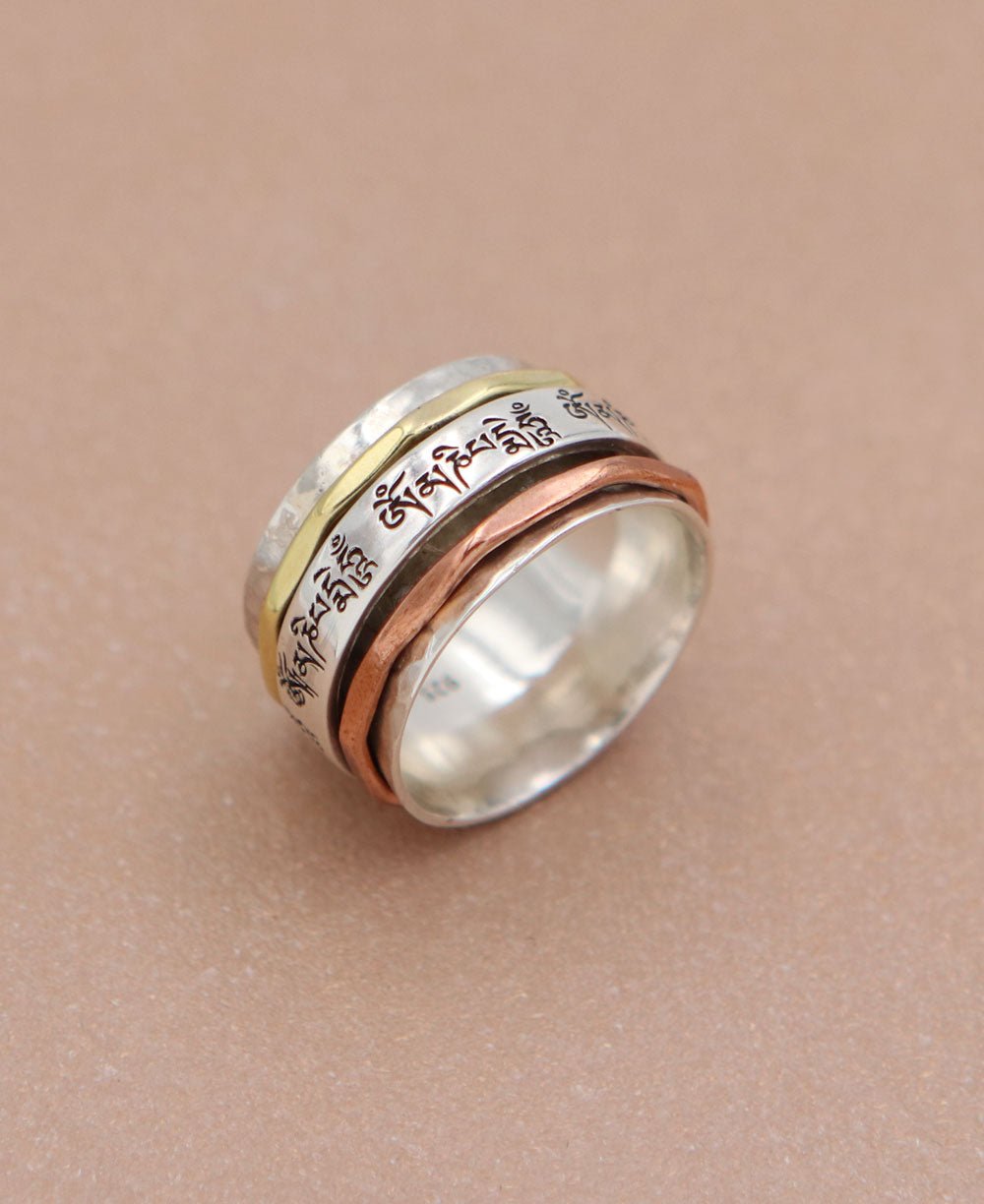 Om Mani Spinning Tibetan Mantra Ring - Rings Size 6