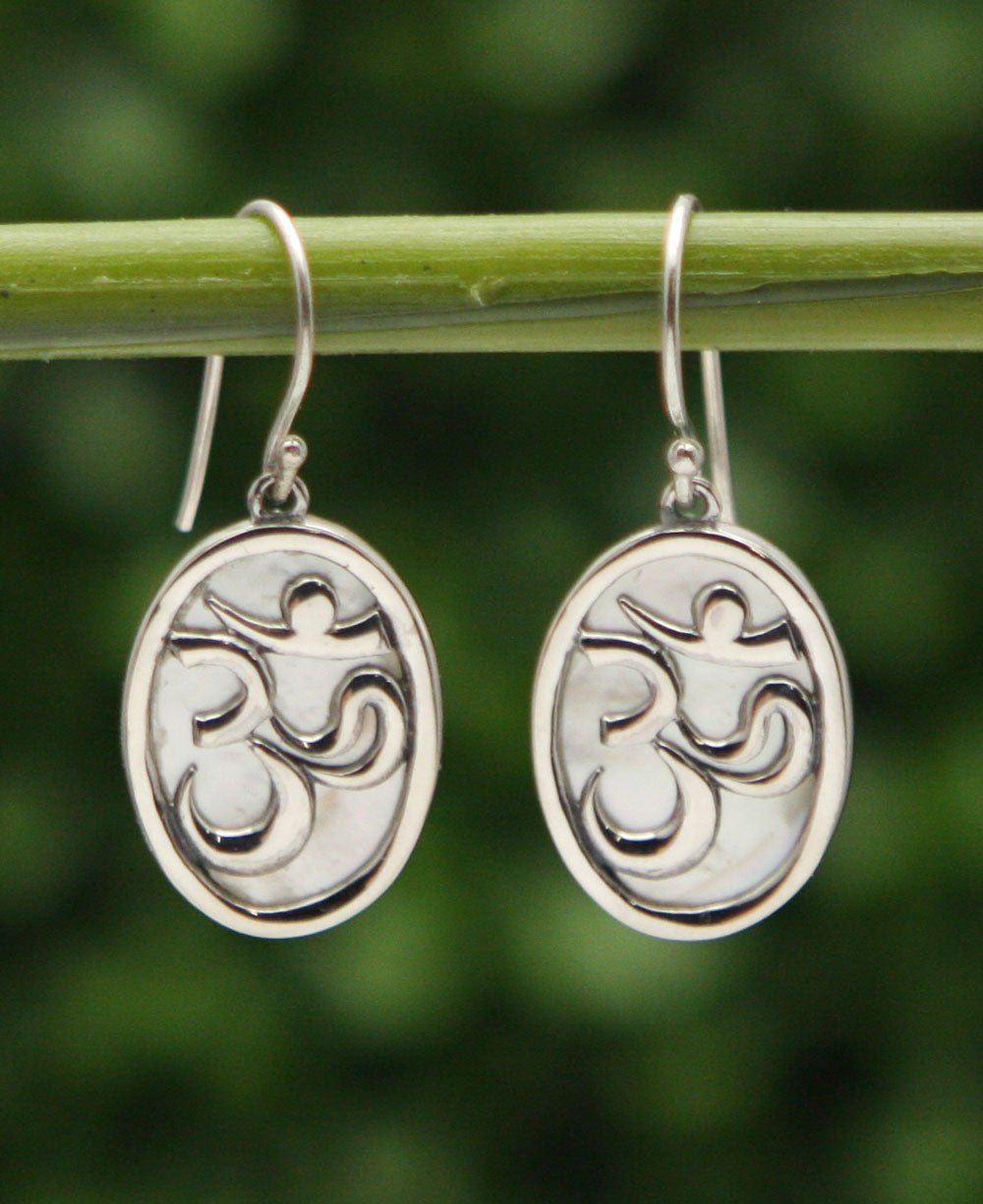 Om Sterling Silver Earrings with Mother of Pearl - Earrings