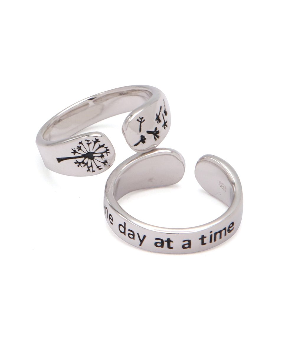 One Day at a Time Sterling Silver Adjustable Inspirational Ring - Rings