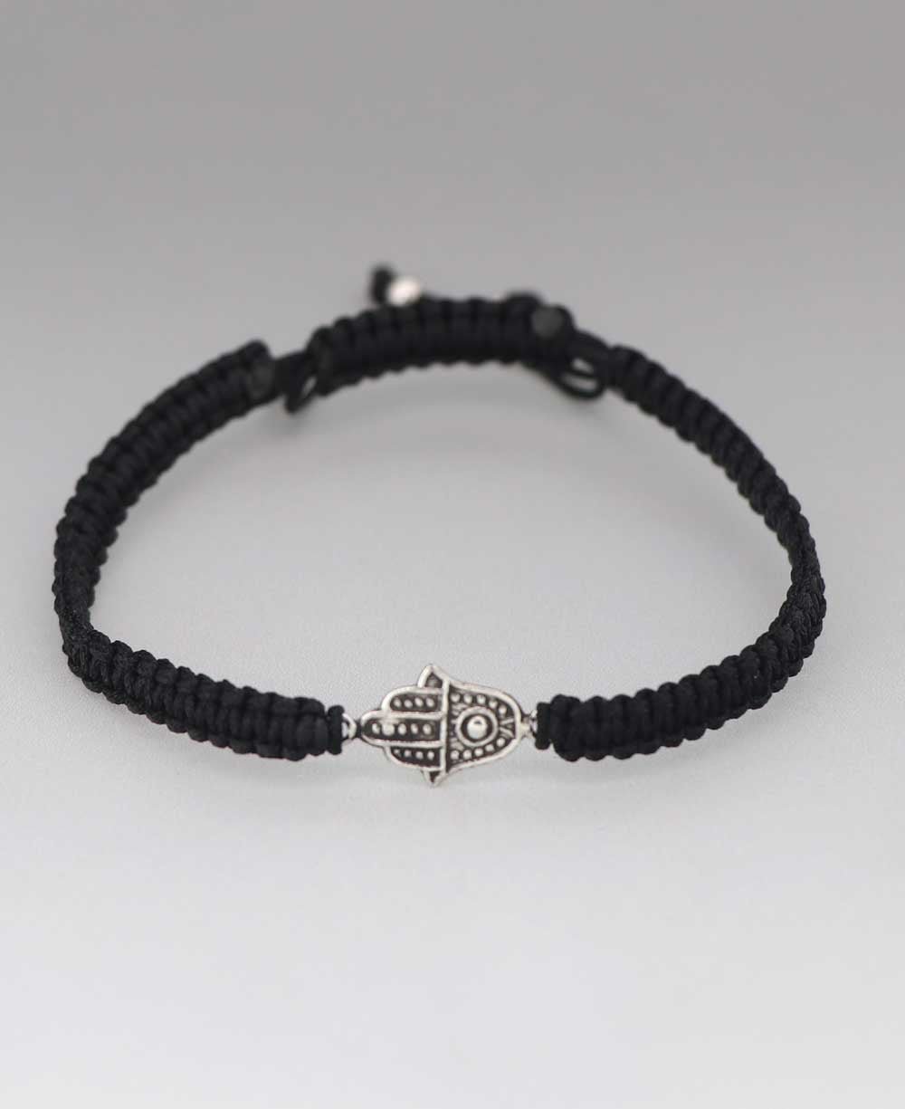 Oxidized Hamsa Sterling Silver Bracelet - Bracelets
