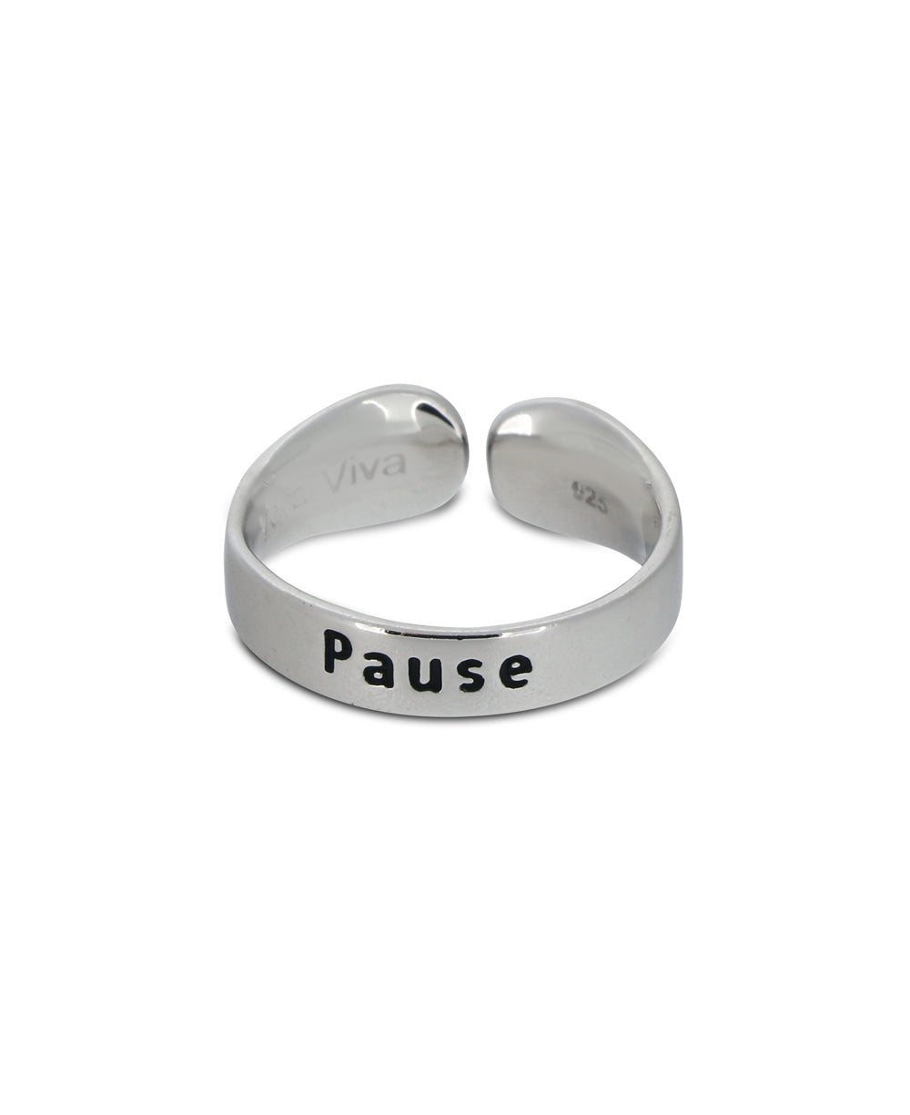 Pause Mindful Sterling Silver Adjustable Ring - Rings