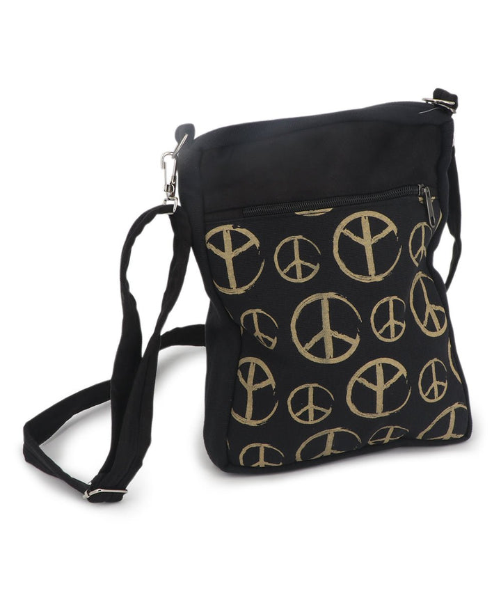 Peace Symbol Messenger Cross Body Bag - Handbags Black