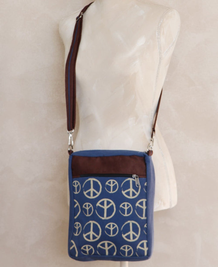 Peace Symbol Messenger Cross Body Bag - Handbags Blue