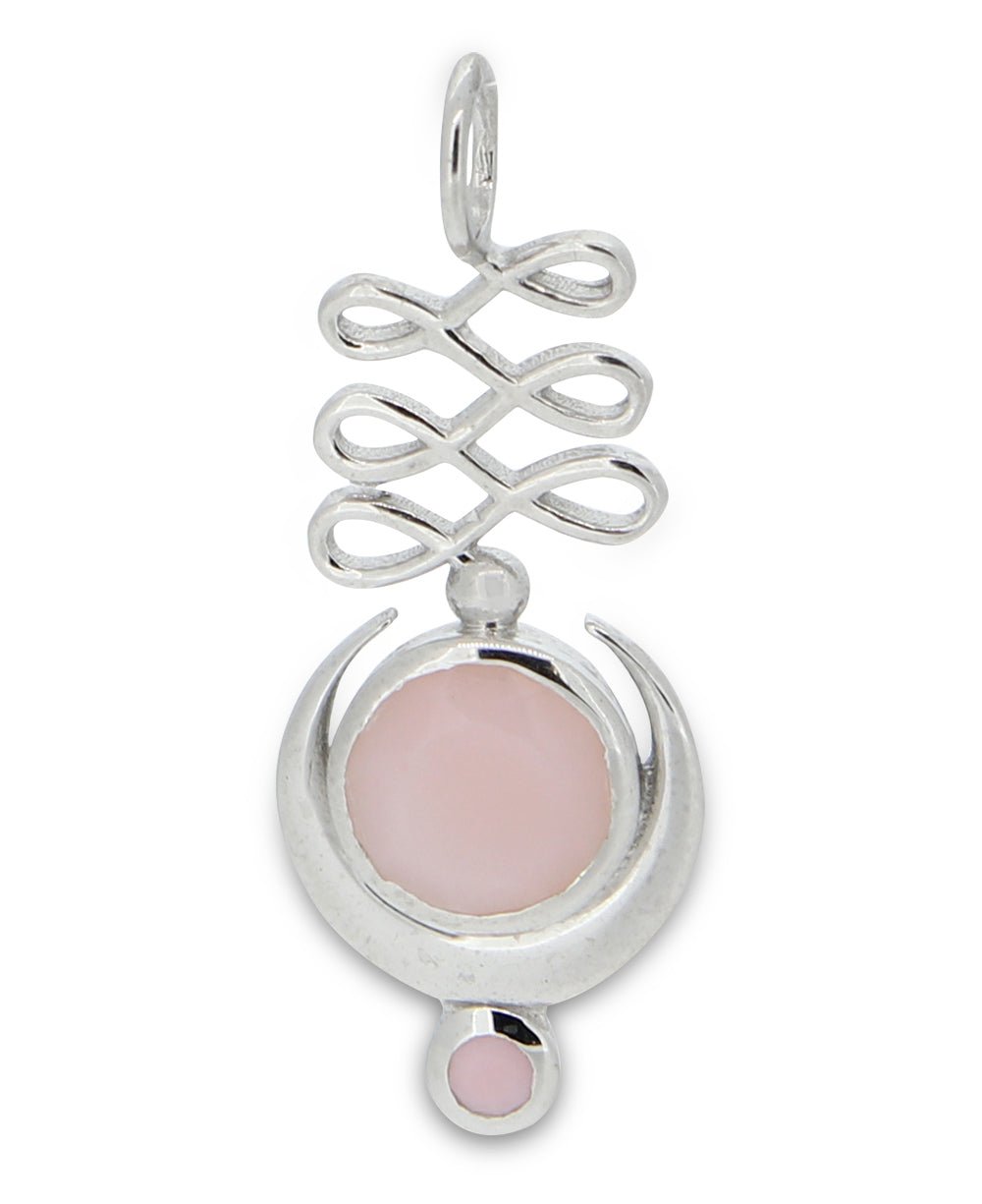 Pink Opal Sterling Silver Unalome Moon Pendant - Charms & Pendants