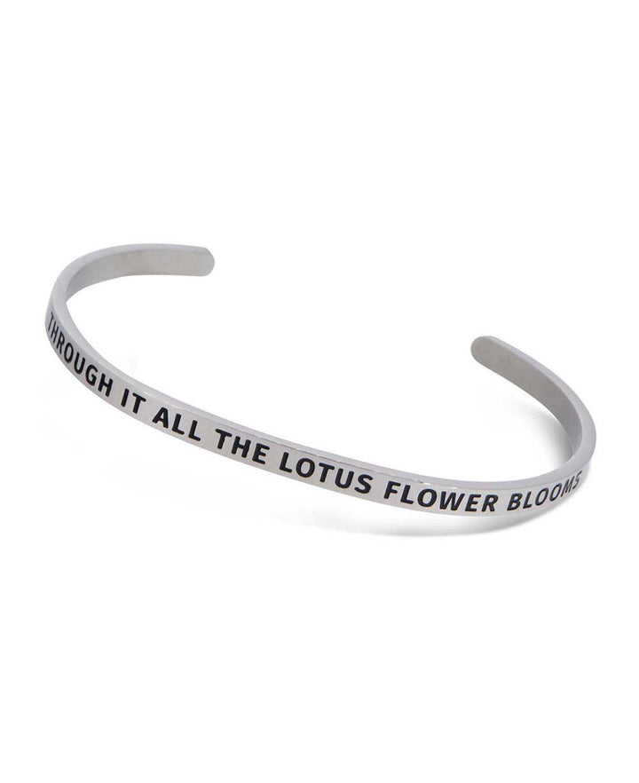Poetic Cuff Bracelet, Through It All The Lotus Flower Blooms - Bracelets