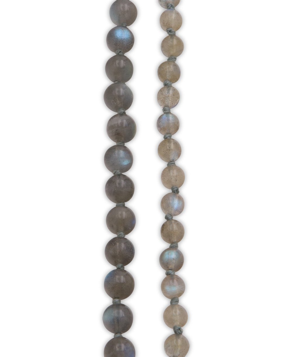 Premium Labradorite Gemstone Mala, Knotted - Prayer Beads 6mm