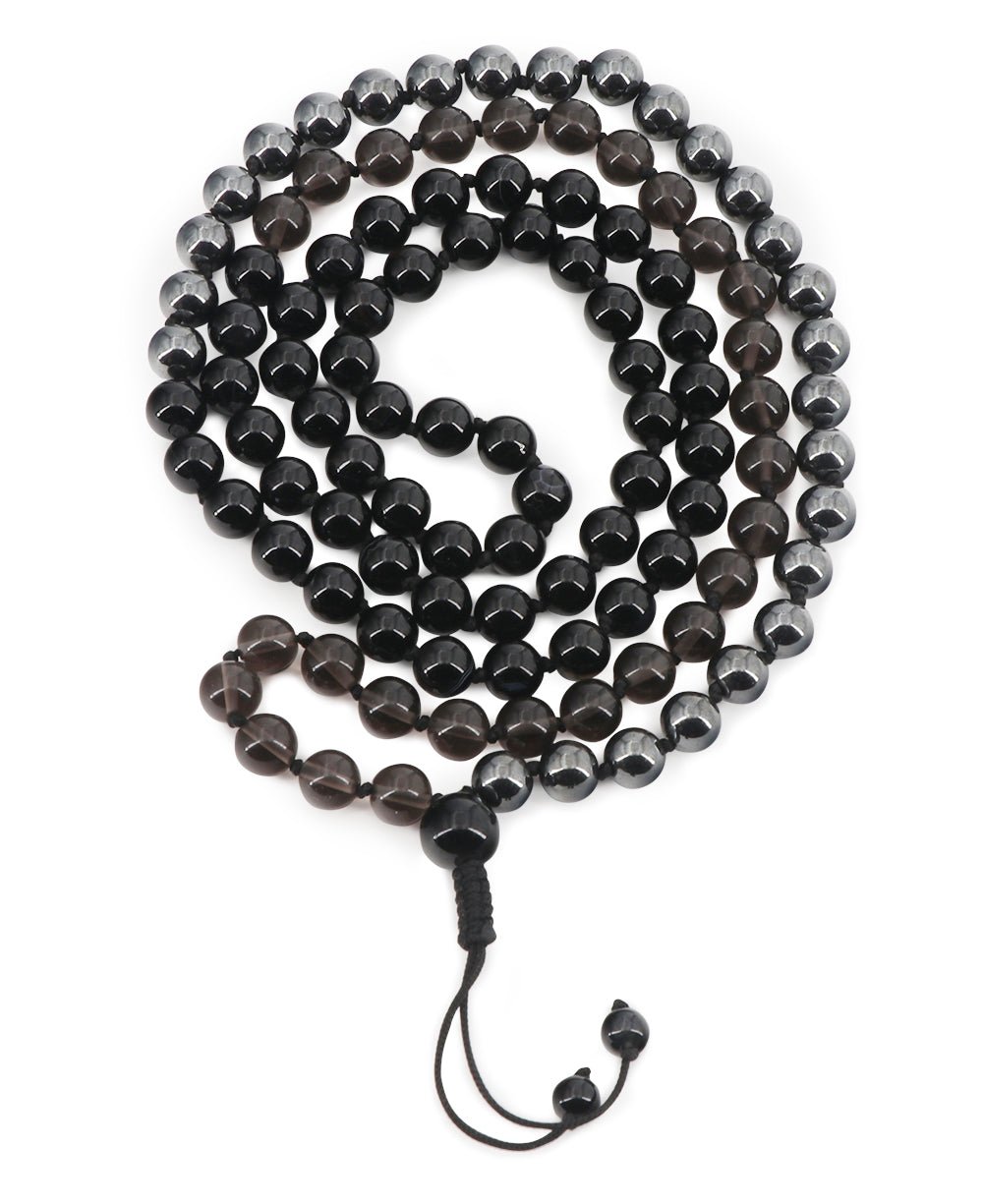 Protection and Centering Gemstones Knotted 108 Beads Meditation Mala - Prayer Beads
