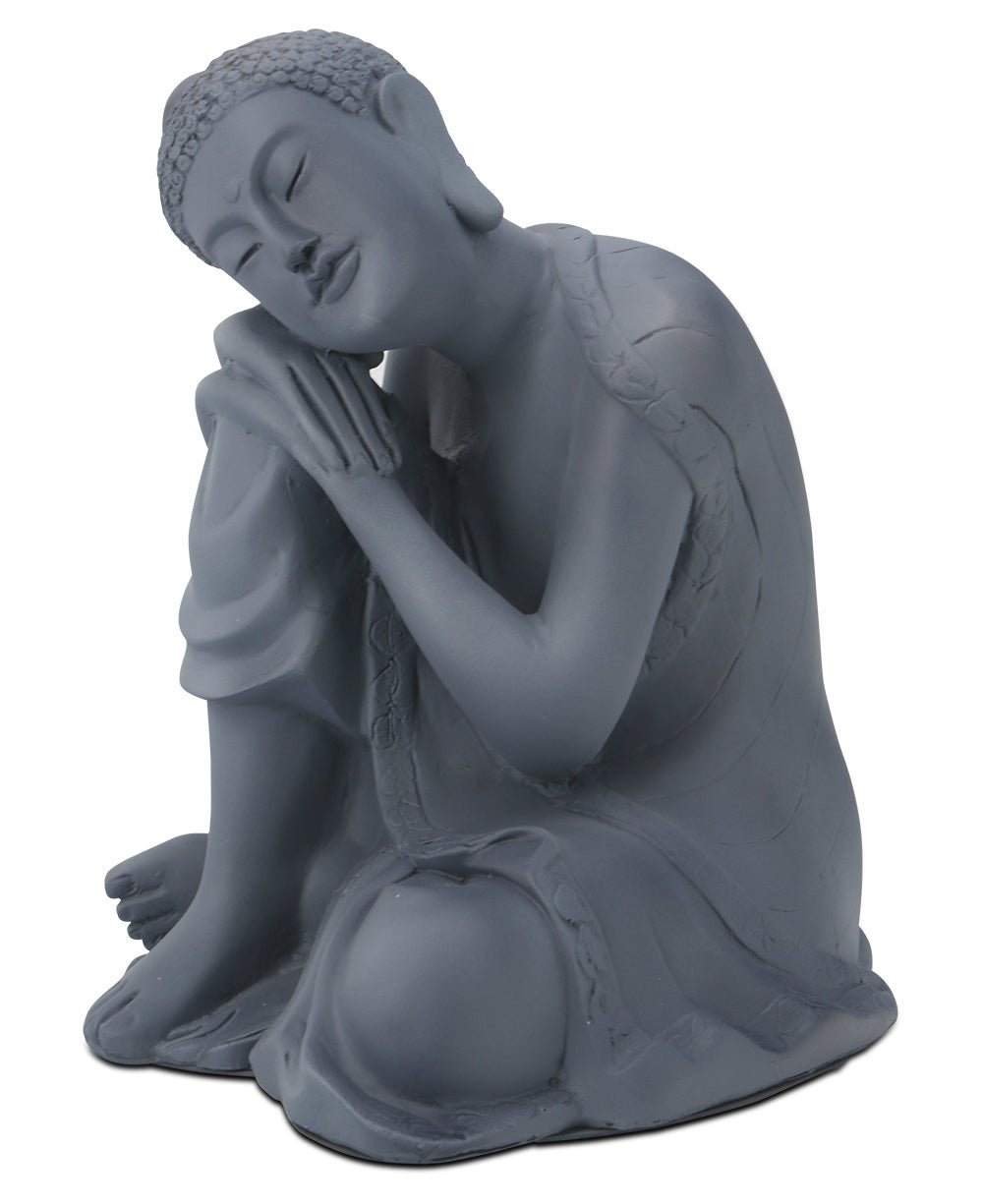 Resting Buddha Statue Grey - Sculptures & Statues